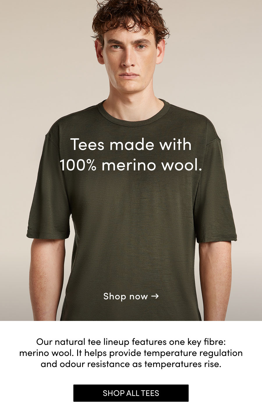 Tees made with 100% merino