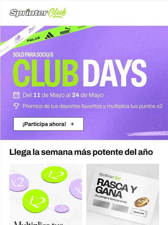 🎉 ¡Club Days con premios, puntos x2 y más sorpresas solo para soci@s!