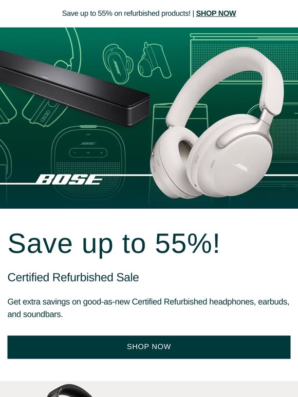 STARTS NOW: Up to 55% off refurbished products!