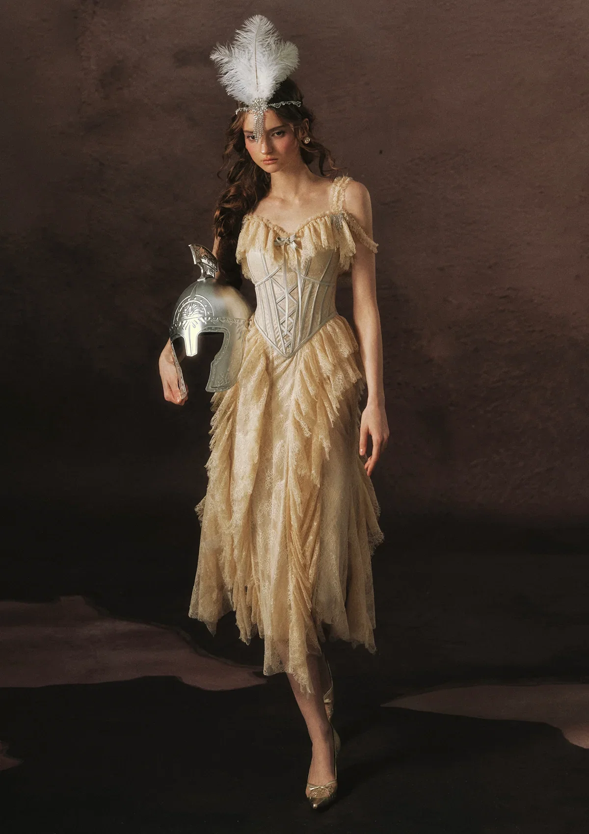 Image of Golden Veil Valkyrie Corset Dress