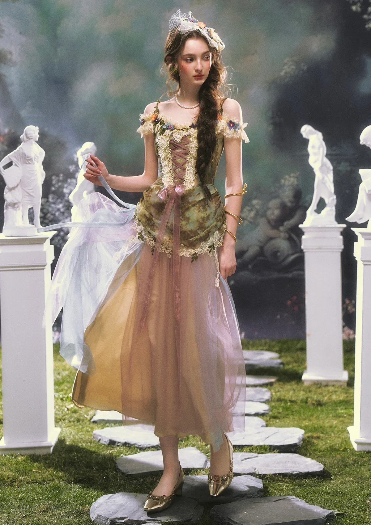 Image of Eucalyptus Whispered by Wind Corset Dress