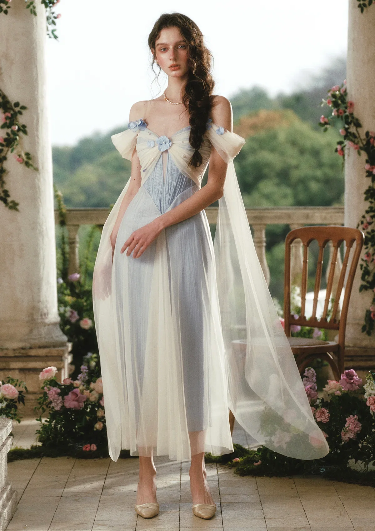 Image of Blue Iris Bird Corset Dress