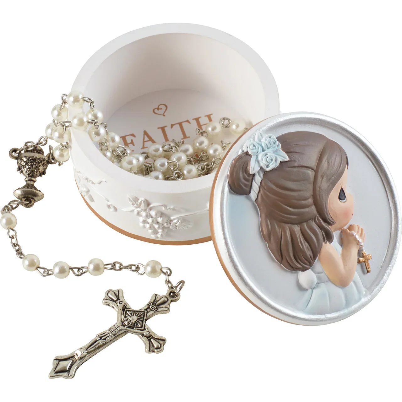 Image of Faith Is The Light That Guides You Girl Rosary Box with Rosary
