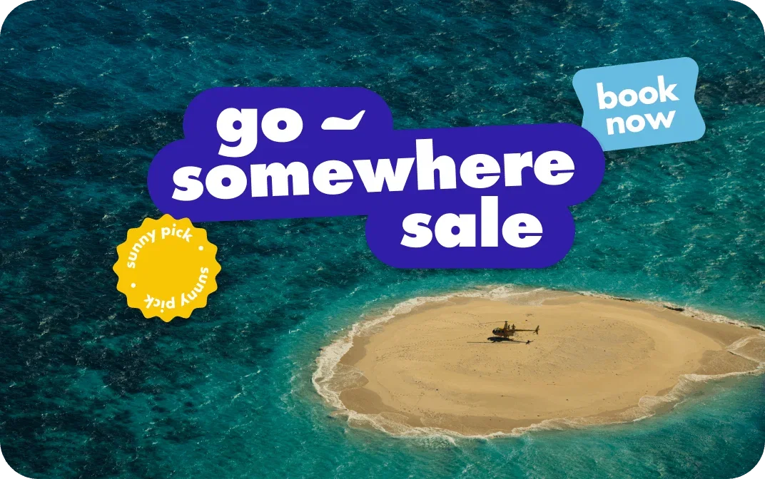 Go somewhere sale on a beach background