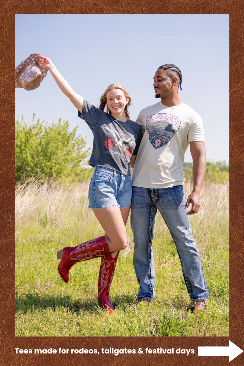 Tees made for rodeos, tailgates, & festival days
