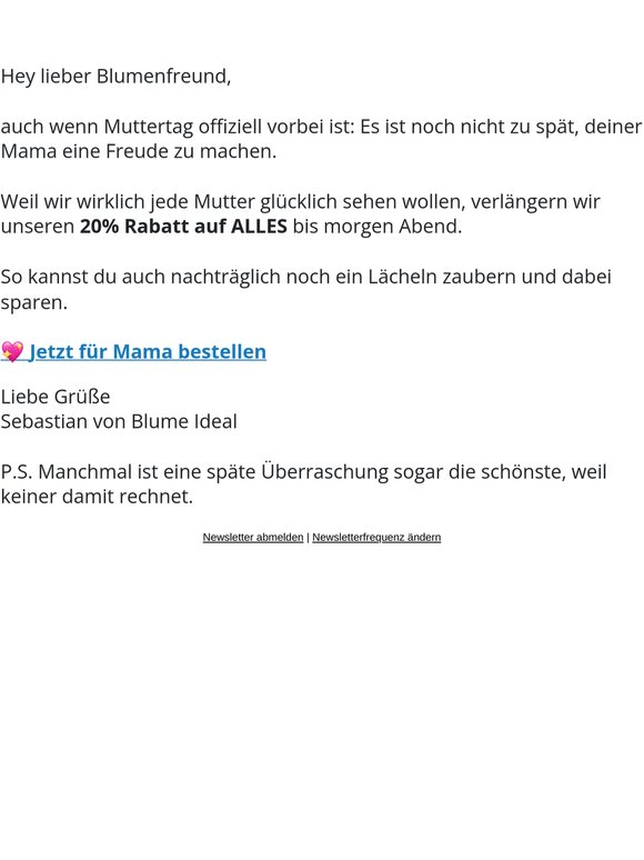 💖 20% Rabatt auf ALLES für Mama!