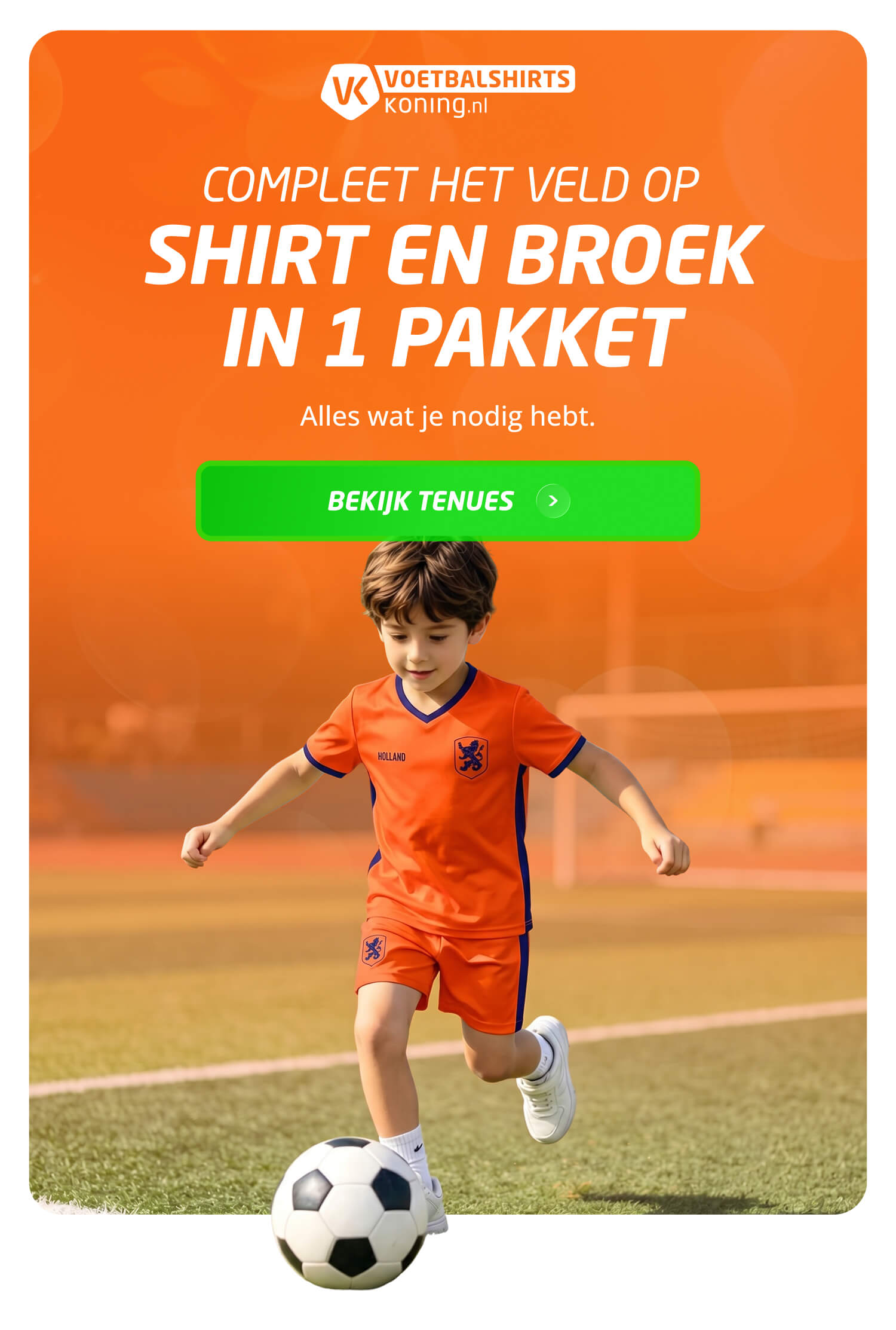 Compleet het veld op Shirt en broek in 1 pakket