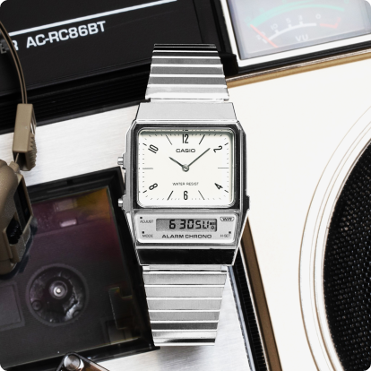 Casio Vintage Digital Retro White Dial AQ800