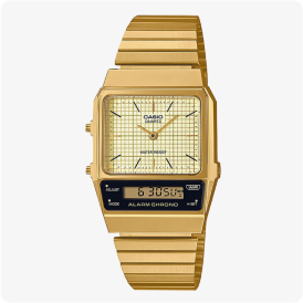 Casio Vintage Analog Digital Retro Gold Dial AQ800