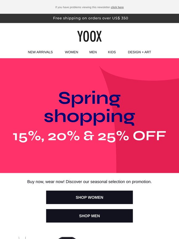 Up to 25% OFF styles for spring