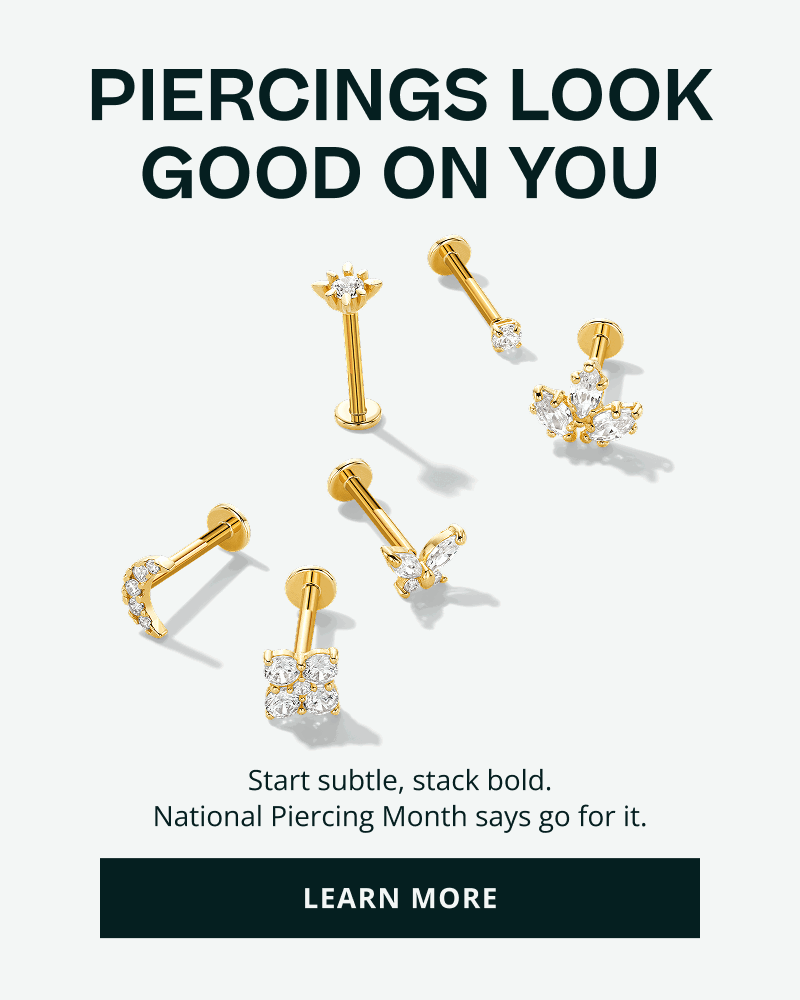 Many unique gold studs with diamond clusters. Subtle & bold this National Piercing Month. Click here to learn more