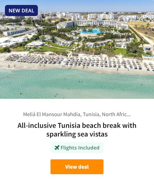 All-inclusive Tunisia beach break with sparkling sea vistas