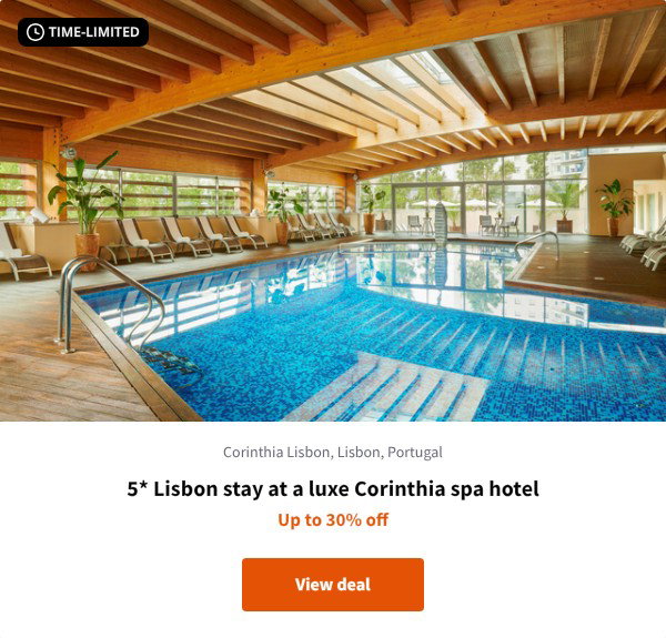 5* Lisbon stay at a luxe Corinthia spa hotel