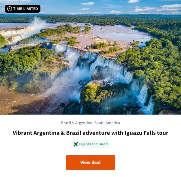 Vibrant Argentina & Brazil adventure with Iguazu Falls tour