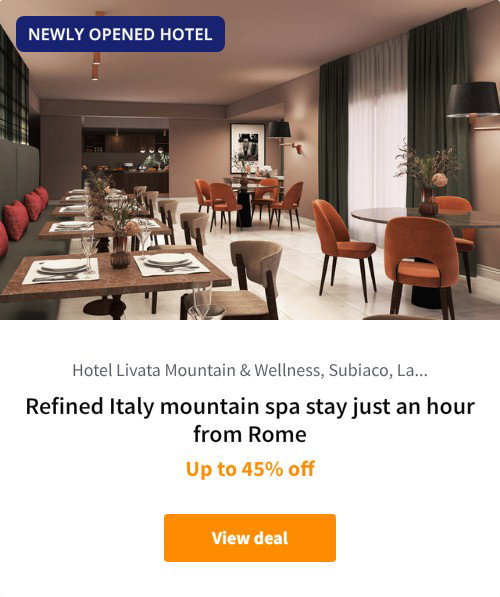 Refined Italy mountain spa stay just an hour from Rome