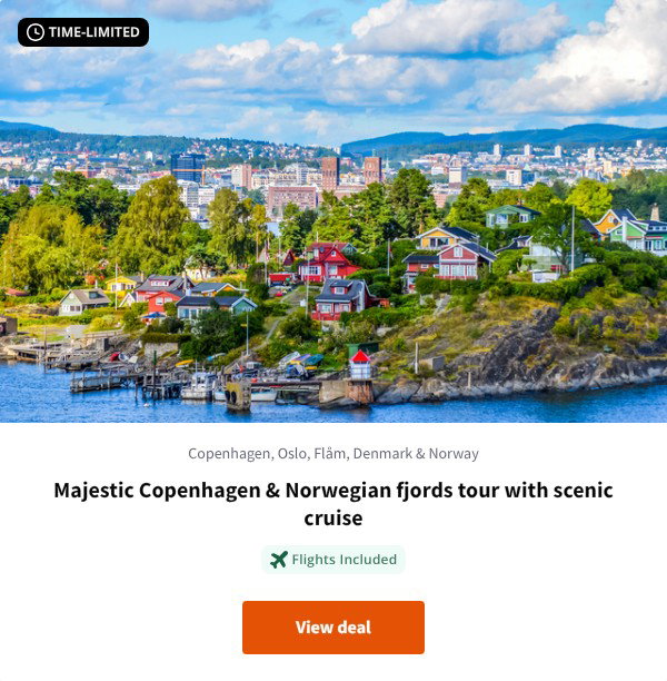 Majestic Copenhagen & Norwegian fjords tour with scenic cruise