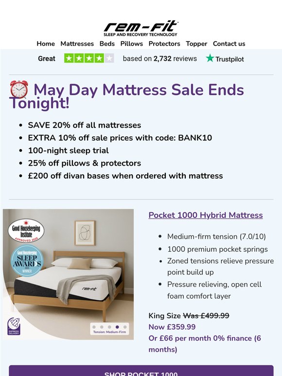 ⏰ Hurry - May Day Mattress Sale Ends Tonight!