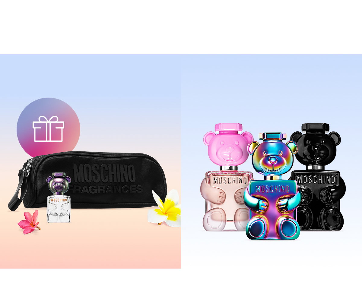 Une trousse de toilette ou une fragrance Moschino est offerte