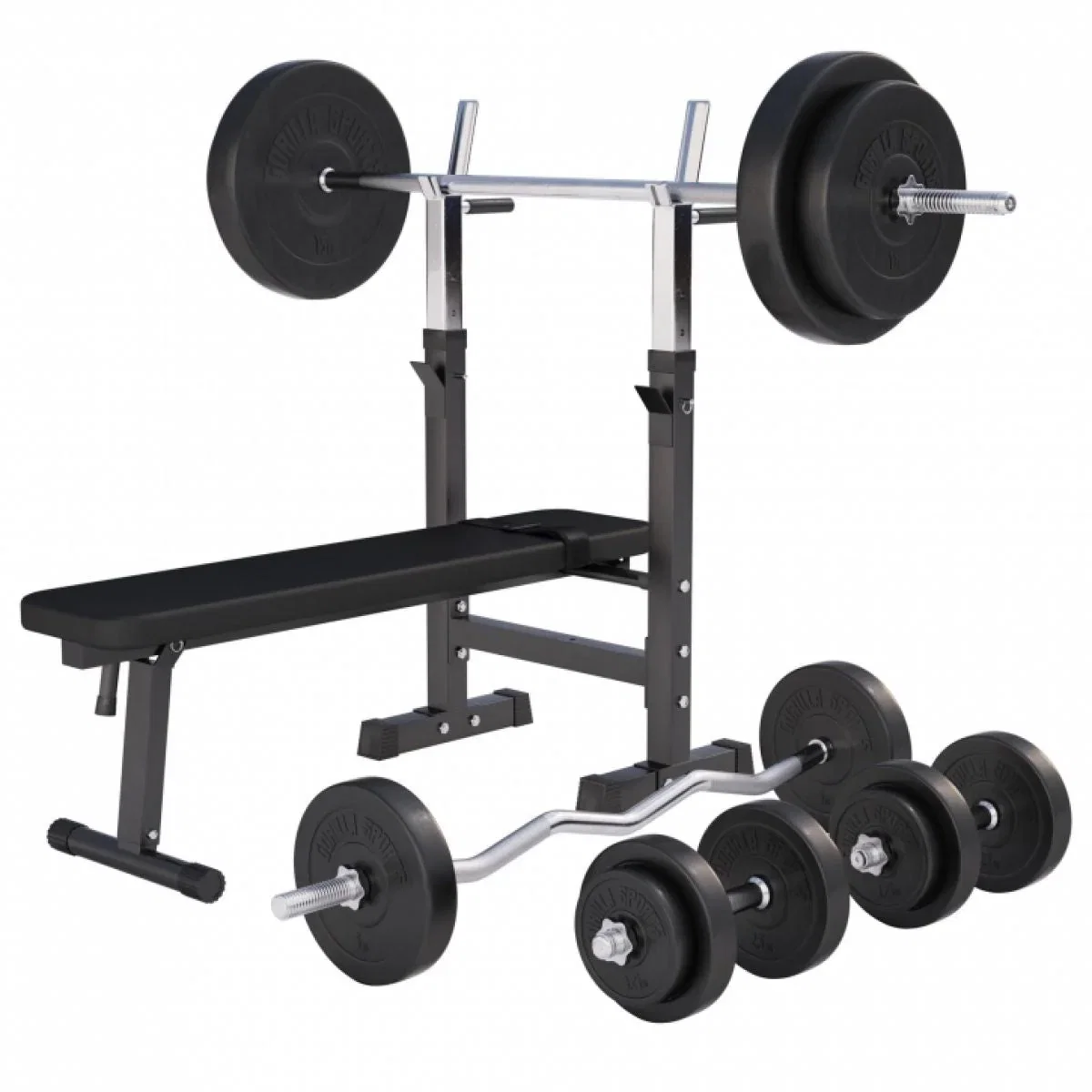 Image of Verstelbare Halterbank Met 100 kg Halterset Kunststof