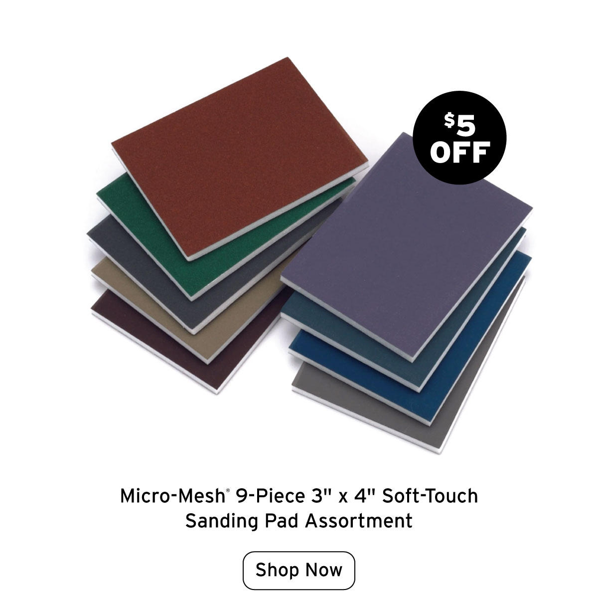 Micro Mesh Soft Touch Sanding Pad Assortment - 3" x 4" - 9 Piece