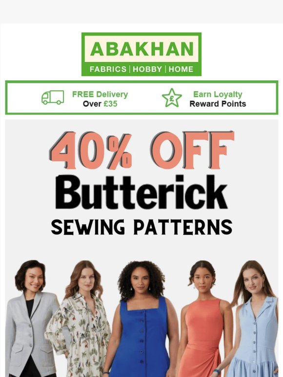 40% OFF Butterick Sewing Patterns