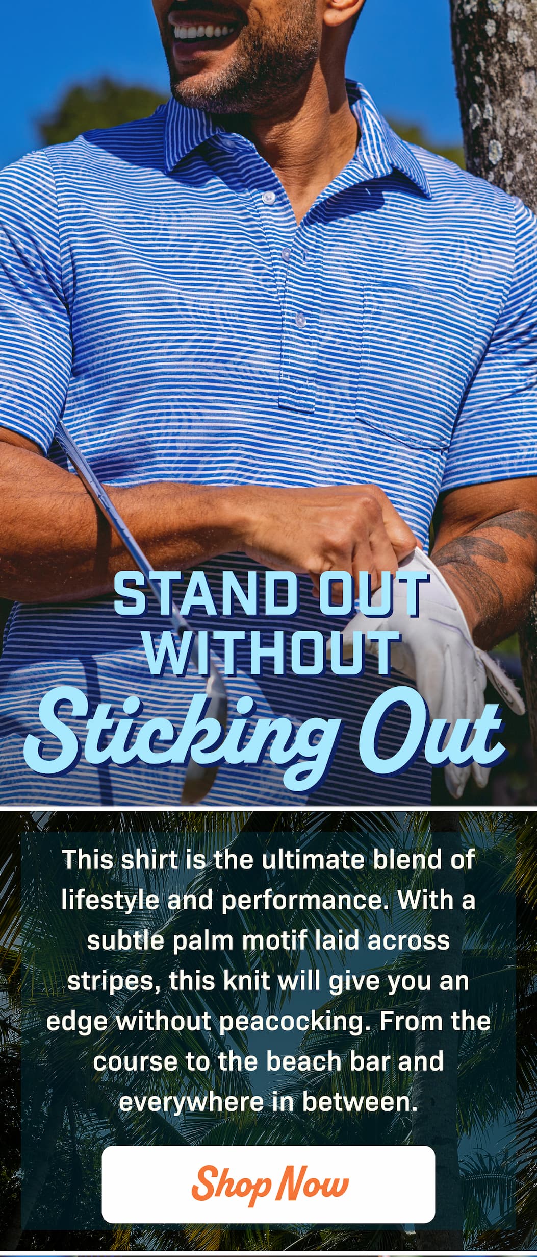 BODY-BLOCK1A | Jacquard Palm Stripe Polo