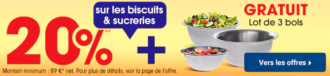 20 % de réduction sur les biscuits & sucreries