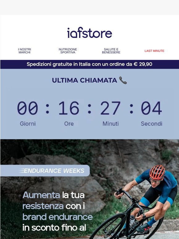 ULTIMA OCCASIONE‼️ Fino al -50% + 10% EXTRA sui migliori brand endurance