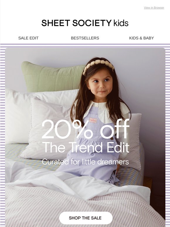 20% off select kids bedding