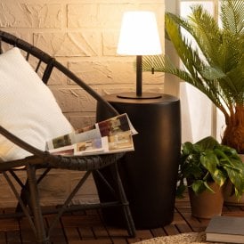 Edit Epinay Aluminium Portable Outdoor LED Table Lamp With Rechargeable Battery In Black Finish