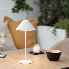 Tiber USB Rechargeable LED Outdoor Table Lamp in White Finish