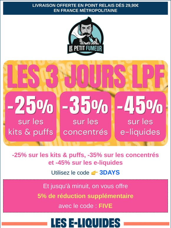 On vous offre 5% de réduction supplémentaire jusqu'à minuit !