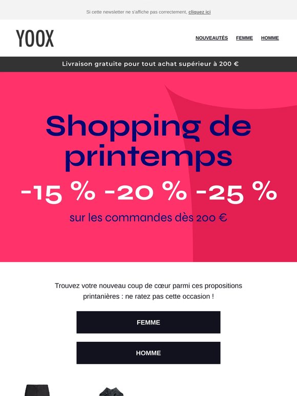 Shopping de printemps jusqu’à -25 %