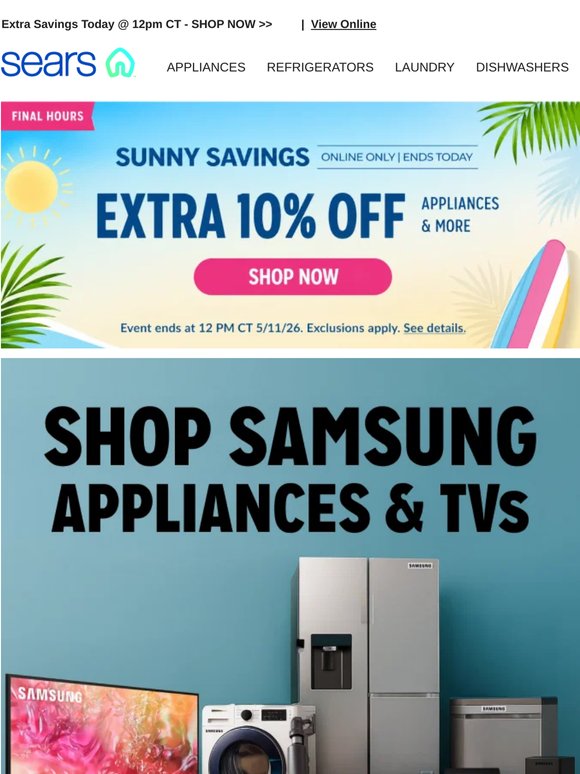 🌞 Last chance for extra 10% savings! ⏰ Hurry, ends today at noon CT!