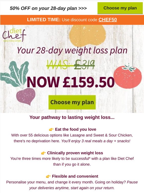 Want 50% OFF + FREE next day delivery?