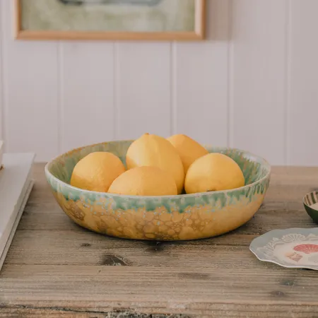Green Mottled Serving Bowl