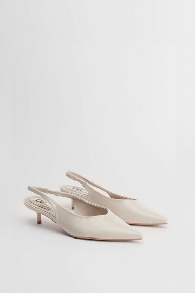 Avarni Faux Leather Slingback Kitten Heel Court Shoes