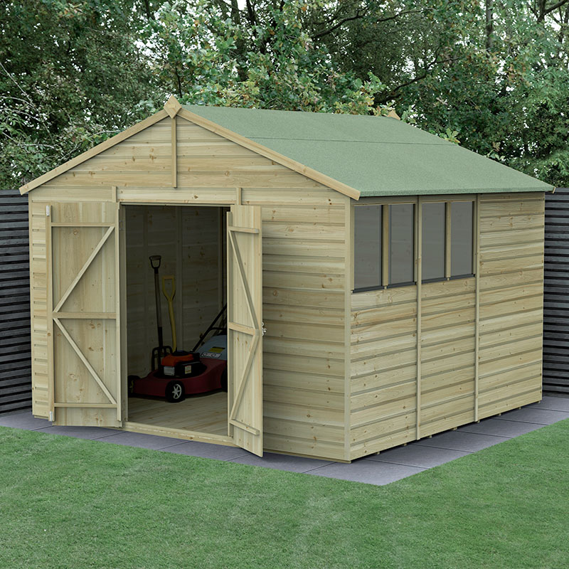 Image of 10' x 10' Forest Beckwood Shiplap Double Door Apex Wooden Shed