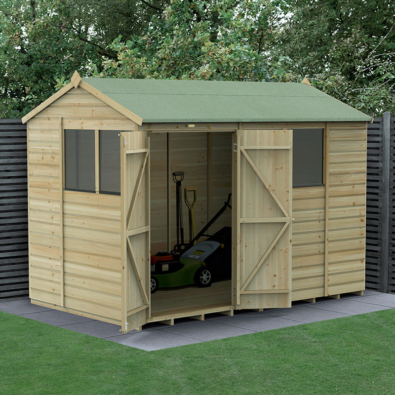 Image of 10' x 6' Forest Beckwood Shiplap Double Door Reverse Apex Wooden Shed
