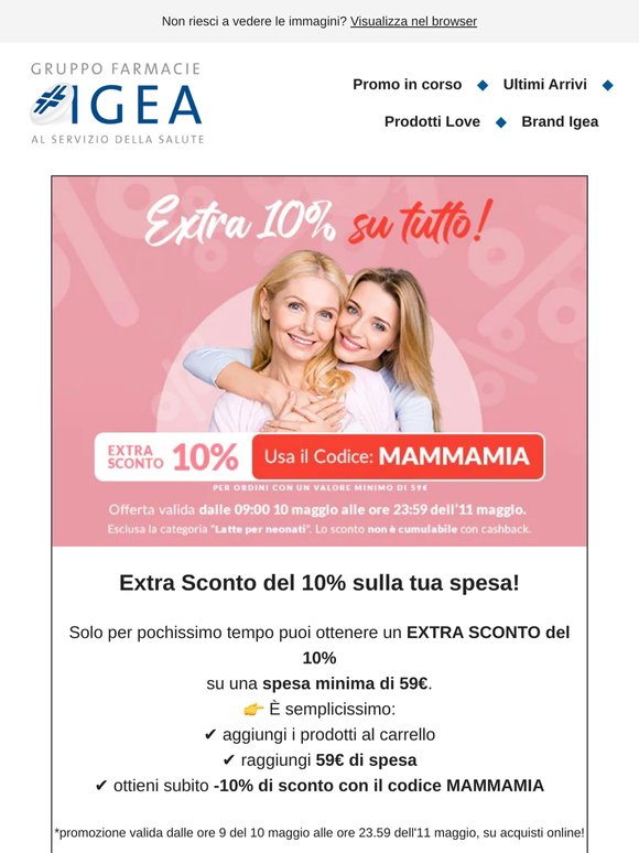 🎉ULTIME ORE Festeggiamo le mamme con un extra sconto 10%: scopri qui il codice!