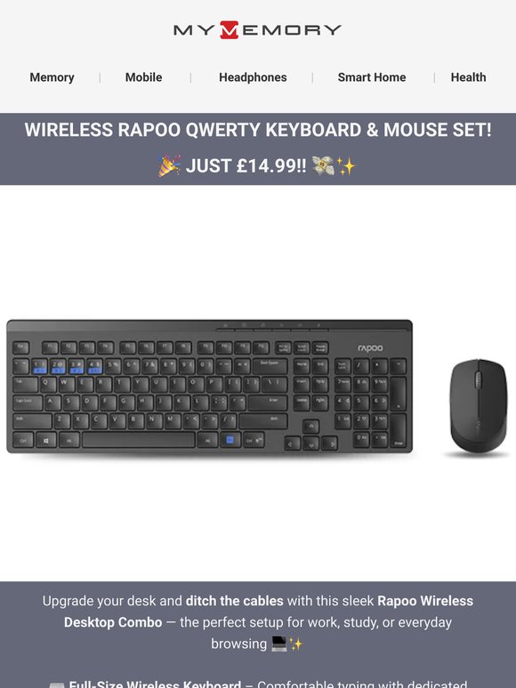 🖱️ Work Smarter – Rapoo Wireless Desktop Combo - JUST £14.99!