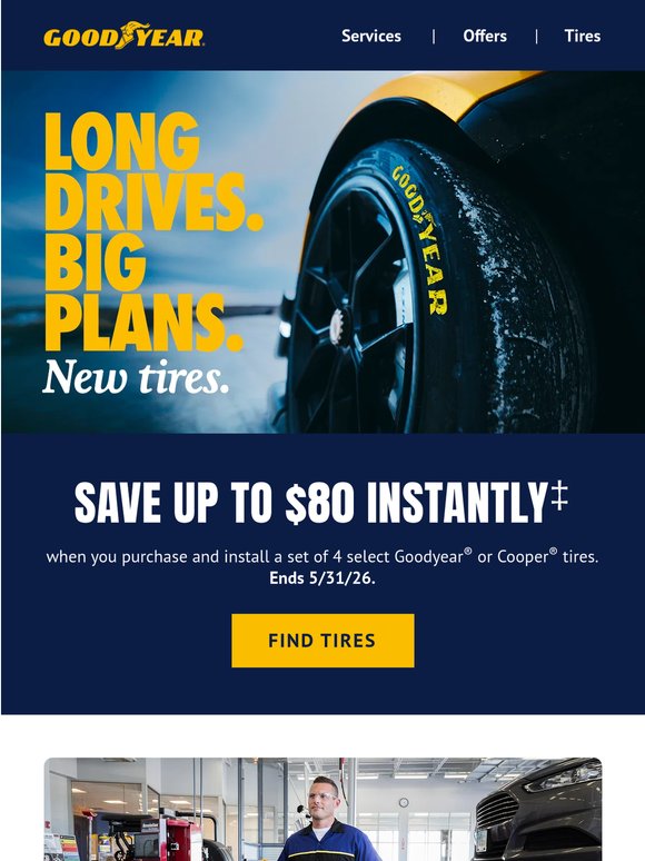 Up to $260 back in tire savings