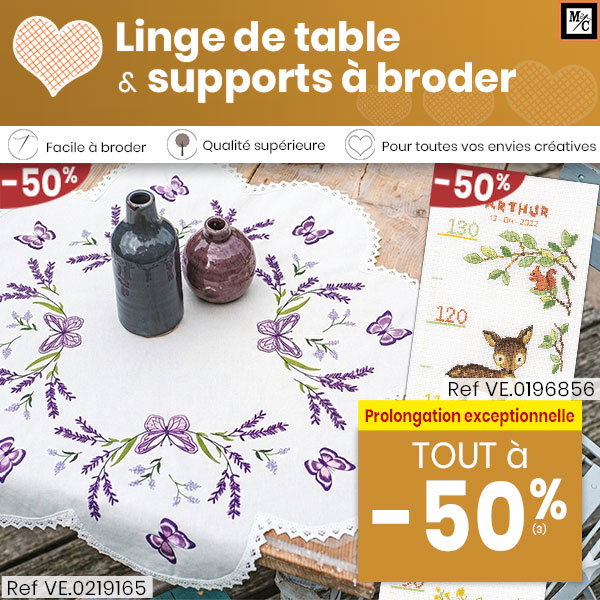 Linge de table et supports à broder