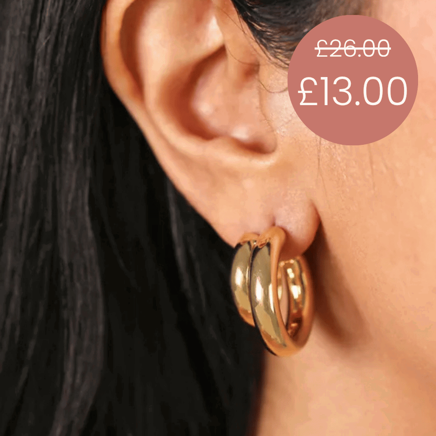 Illusion Double Polished Hoop Earrings in Gold