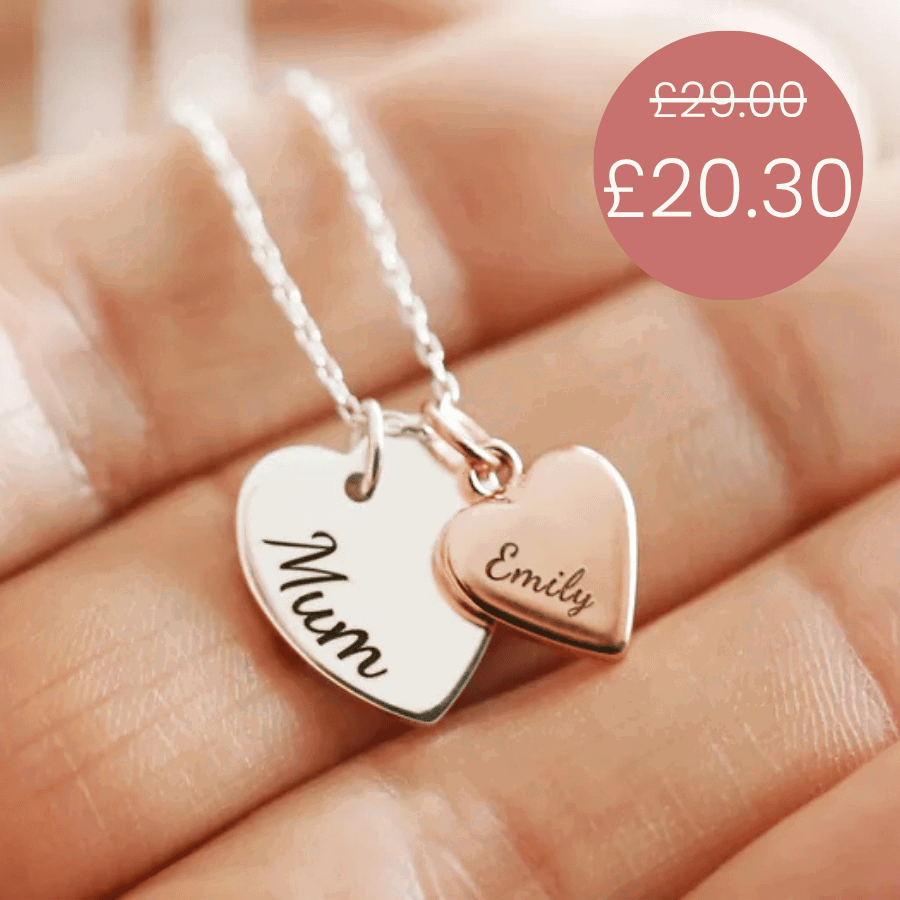 Personalised Double Heart Charm Necklace