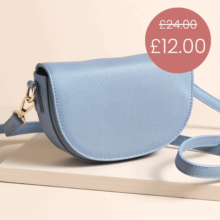 Blue Vegan Leather Half Moon Crossbody Bag