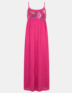 Tie Back Embroidered Midi Dress Pink