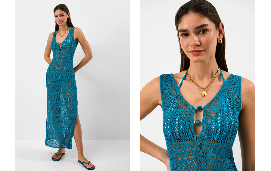 Sleeveless Knitted Maxi Dress Teal