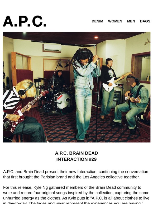 OUT NOW: A.P.C. X BRAIN DEAD