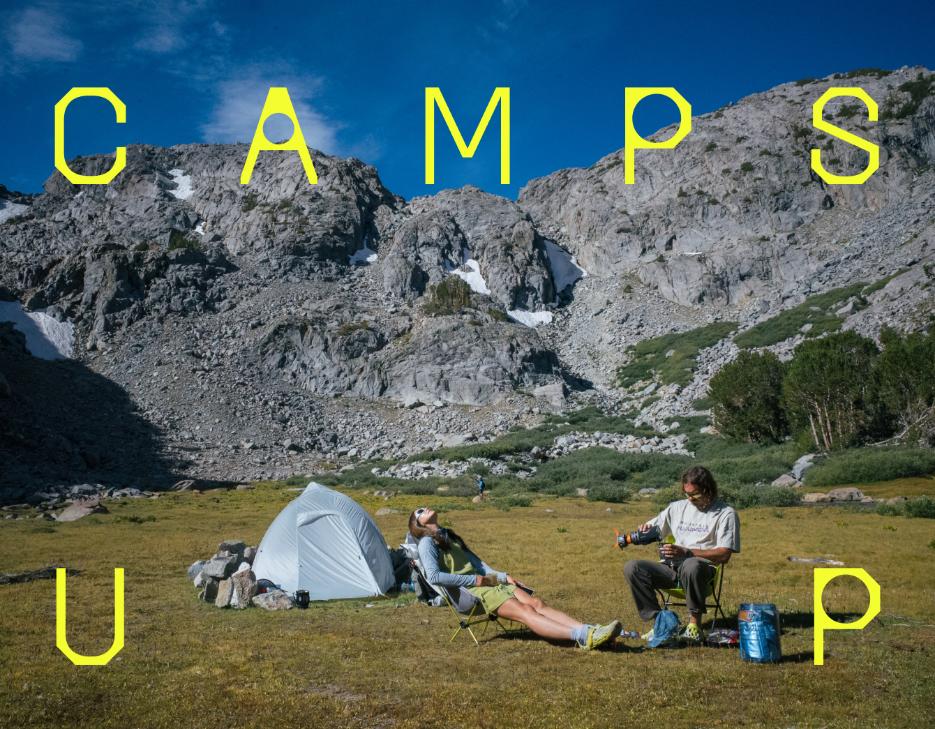 Camps up / Campers at their campsite.